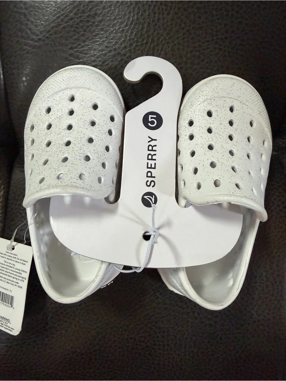 NWT Sperry Kids Sparkle White Slip-On Water Shoes-Size 5